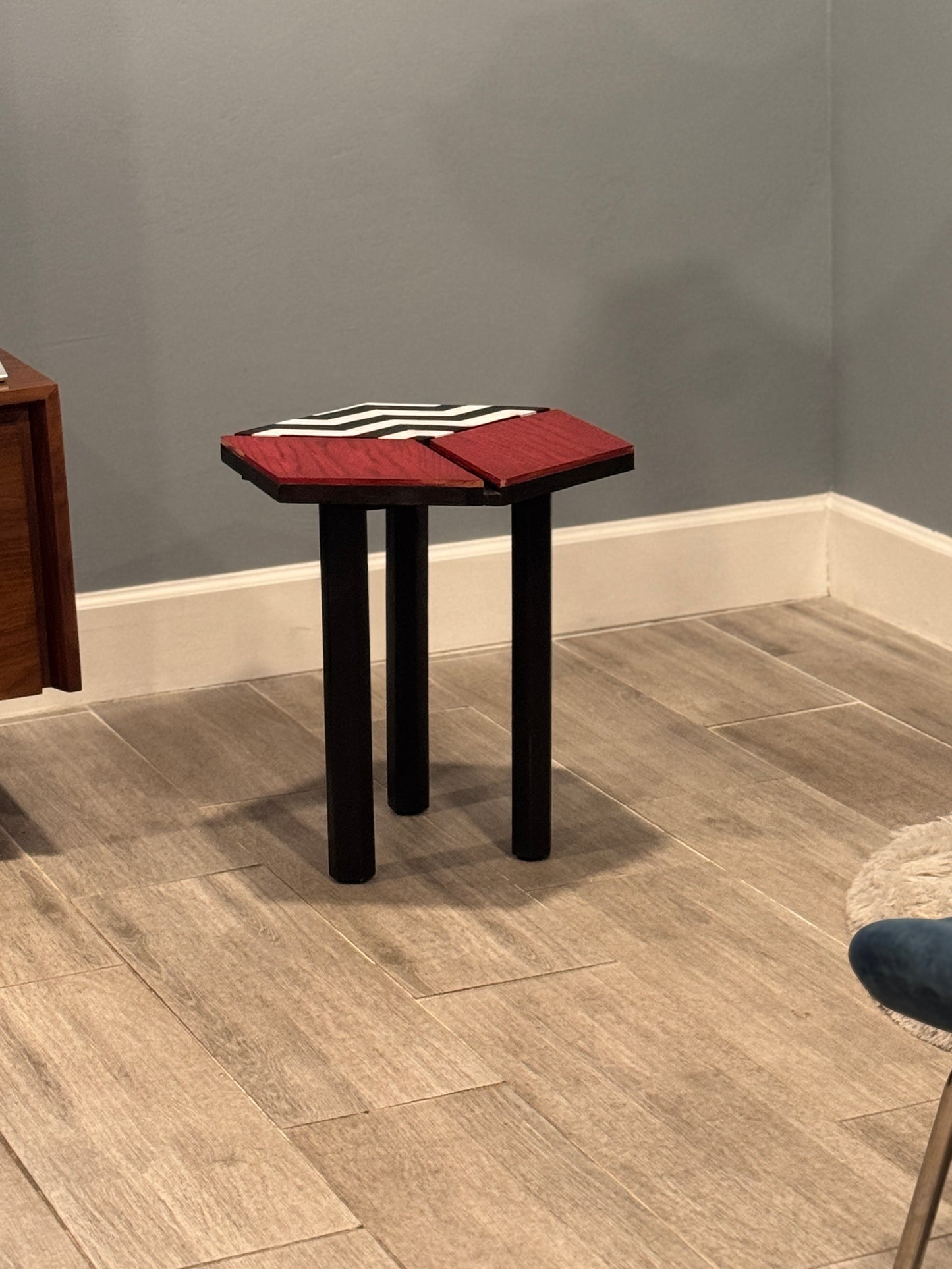 Geometric wood side table