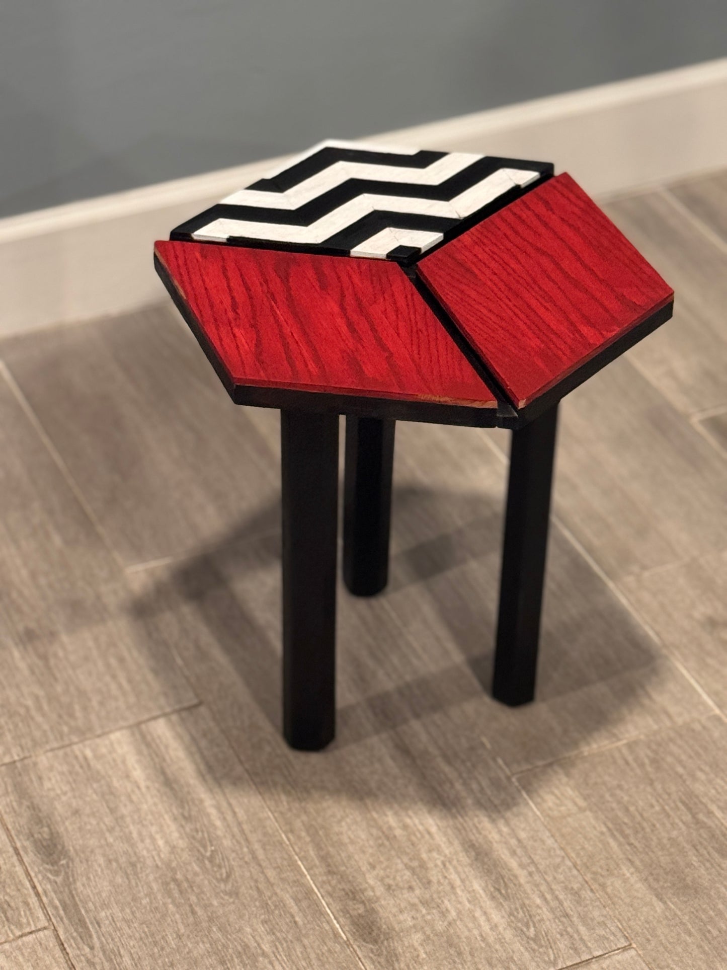 Geometric wood side table