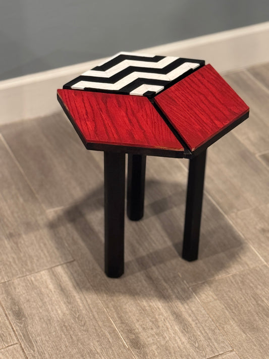 Geometric wood side table